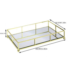 Stylish Metal Mirror Tray for Jewelry Cosmetics Organizing