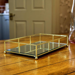 Stylish Metal Mirror Tray for Jewelry Cosmetics Organizing