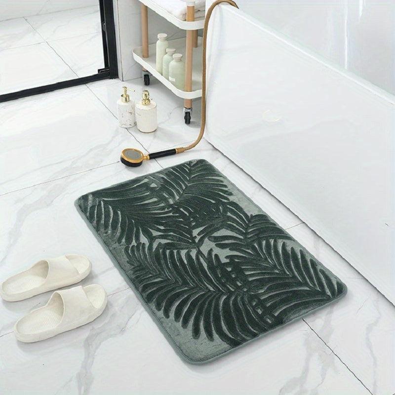 Soft Memory Foam Toilet Mat, Grey Green, Rapid Water Absorption