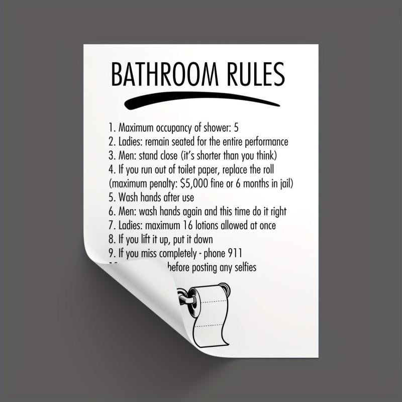 Modern Bathroom Rules Wall Stickers Decor A5