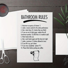 Modern Bathroom Rules Wall Stickers Decor A5