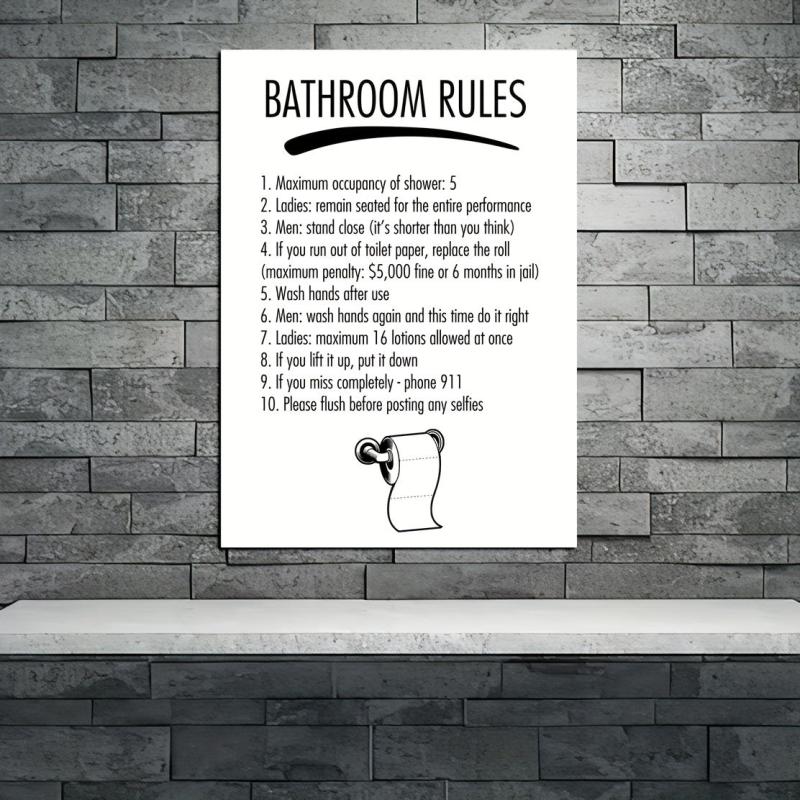 Modern Bathroom Rules Wall Stickers Decor A5