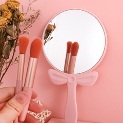 2pcs Handheld Makeup Mirror Bow Makeup Mirror Portable HD Beauty Mir...