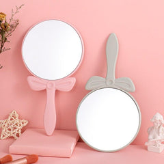 2pcs Handheld Makeup Mirror Bow Makeup Mirror Portable HD Beauty Mir...