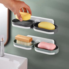 Wall Mounted Soap Holder Plastic Soap Rack Drain Soap Tray