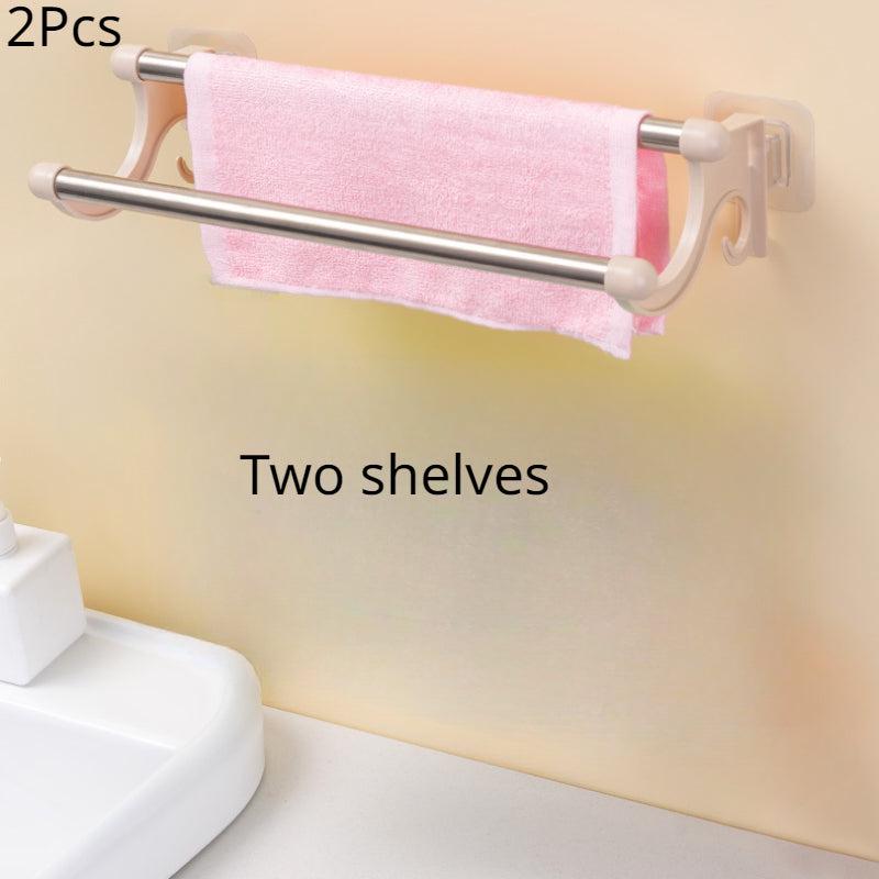 Double Rod Towel Bar Shower Towel Rack Wall Mounted Towel Holder