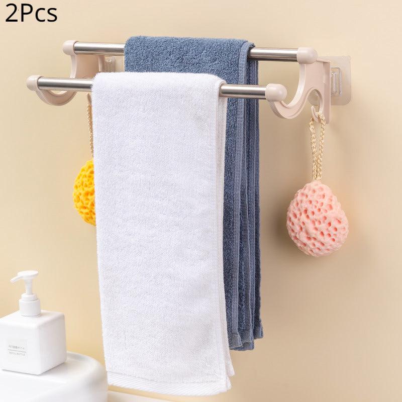 Double Rod Towel Bar Shower Towel Rack Wall Mounted Towel Holder
