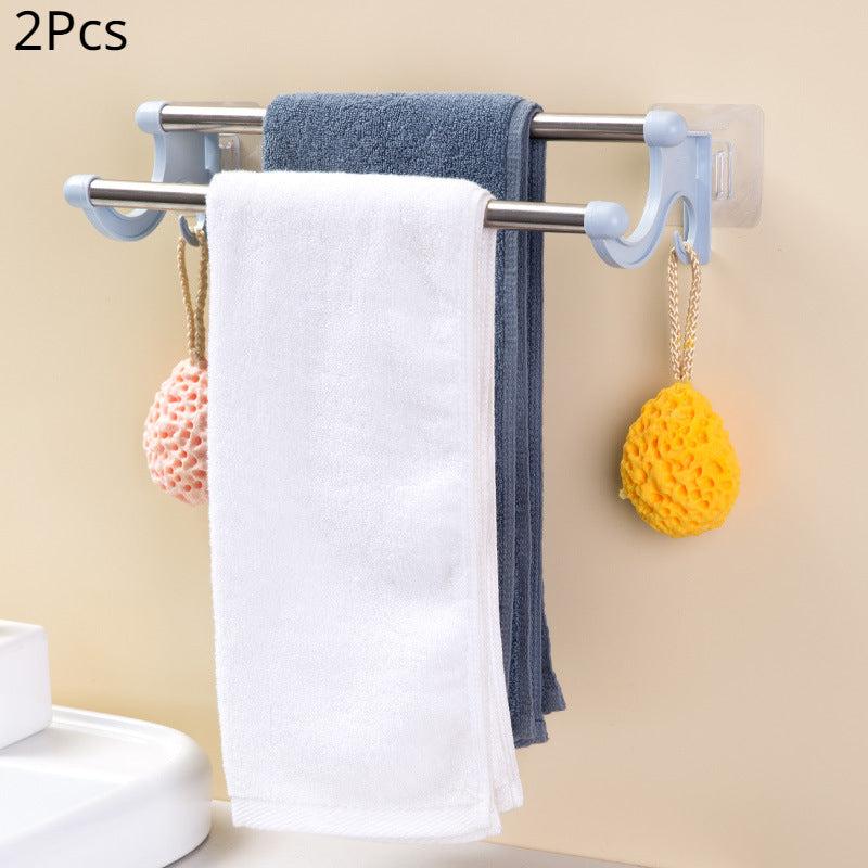 Double Rod Towel Bar Shower Towel Rack Wall Mounted Towel Holder
