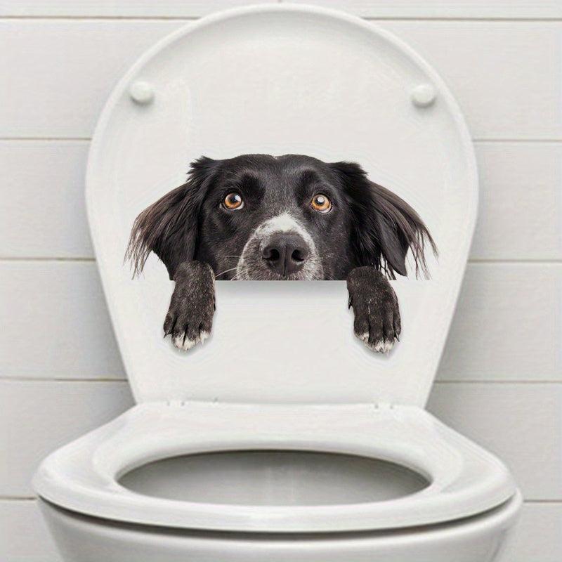 Funny Dog Cat Toilet Lid Decal Adhesive Wall Sticker Bathroom Decor
