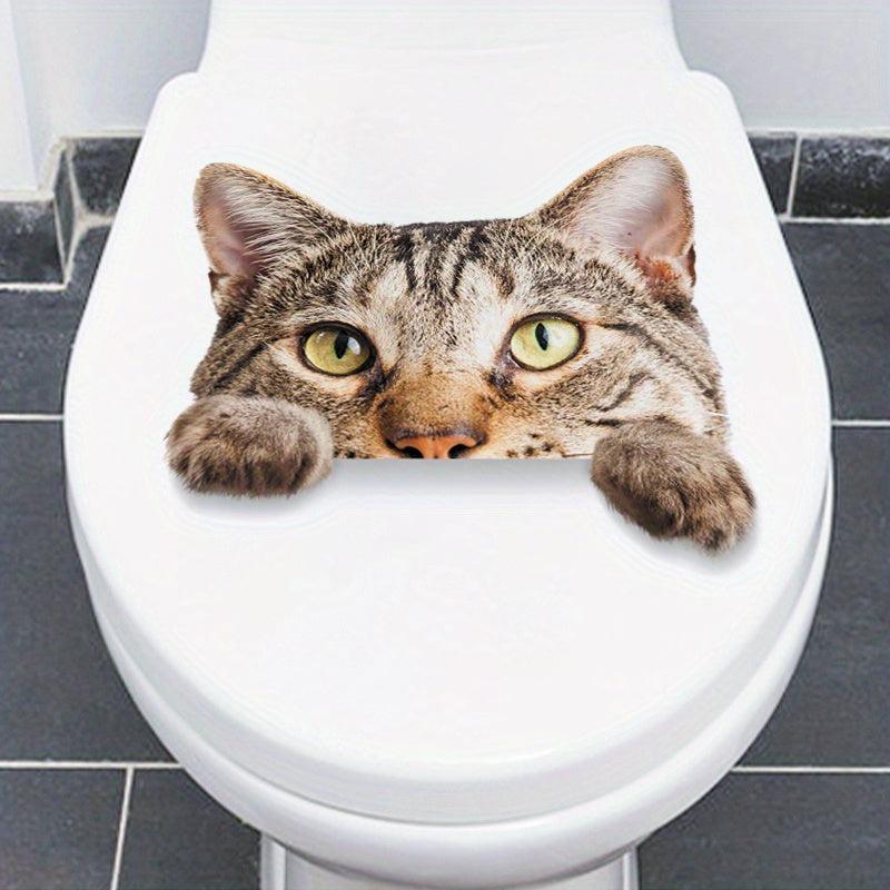 Funny Dog Cat Toilet Lid Decal Adhesive Wall Sticker Bathroom Decor