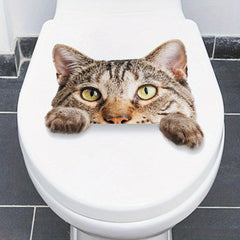 Funny Dog Cat Toilet Lid Decal Adhesive Wall Sticker Bathroom Decor