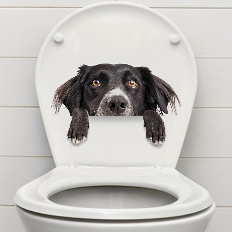 Funny Dog Cat Toilet Lid Decal Adhesive Wall Sticker Bathroom Decor
