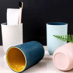2pcs Two Tone Gargle Cup Couple Mouthwash Cup Plastic Bathroom Tumbler