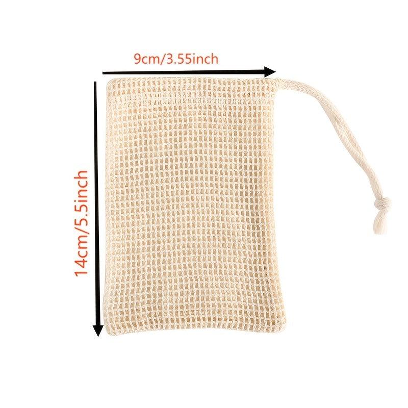5pcs Soap Bag Drawstring Bath Shower Use Soap Saver Pouch Mesh Exfoliating