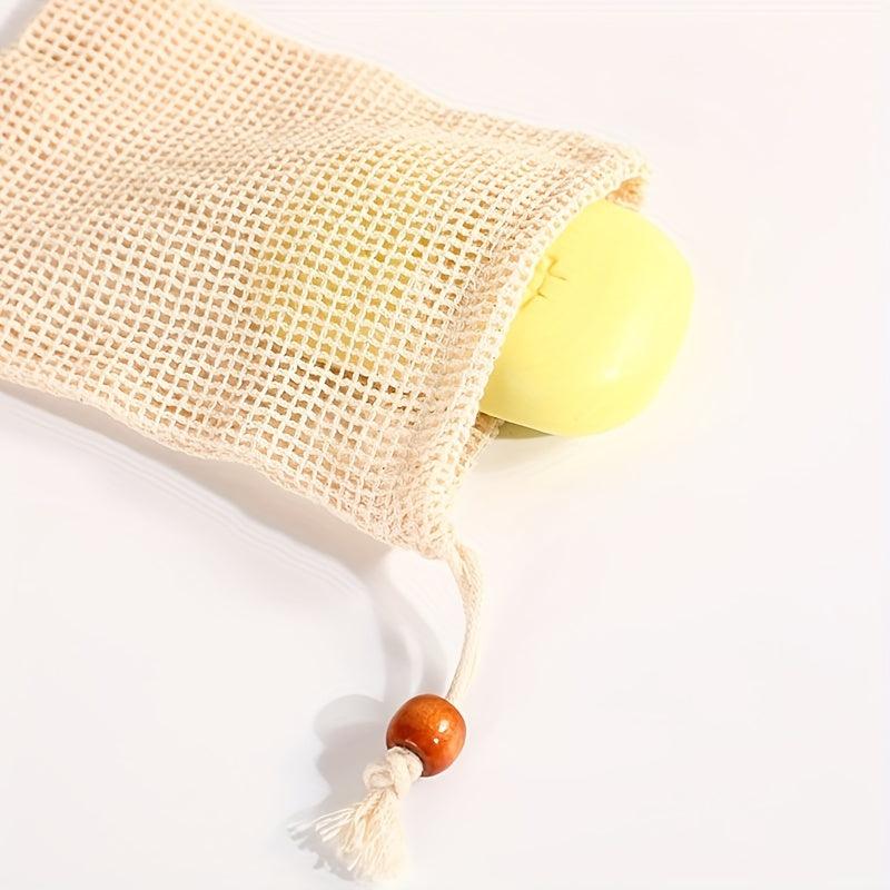 5pcs Soap Bag Drawstring Bath Shower Use Soap Saver Pouch Mesh Exfoliating