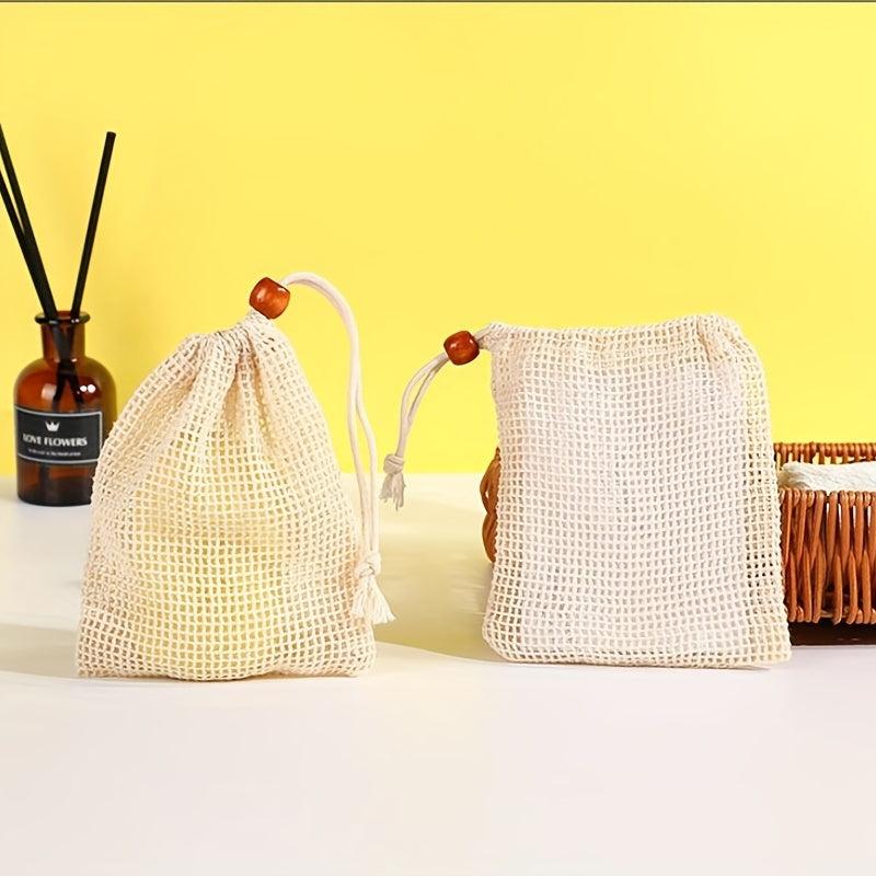 5pcs Soap Bag Drawstring Bath Shower Use Soap Saver Pouch Mesh Exfoliating
