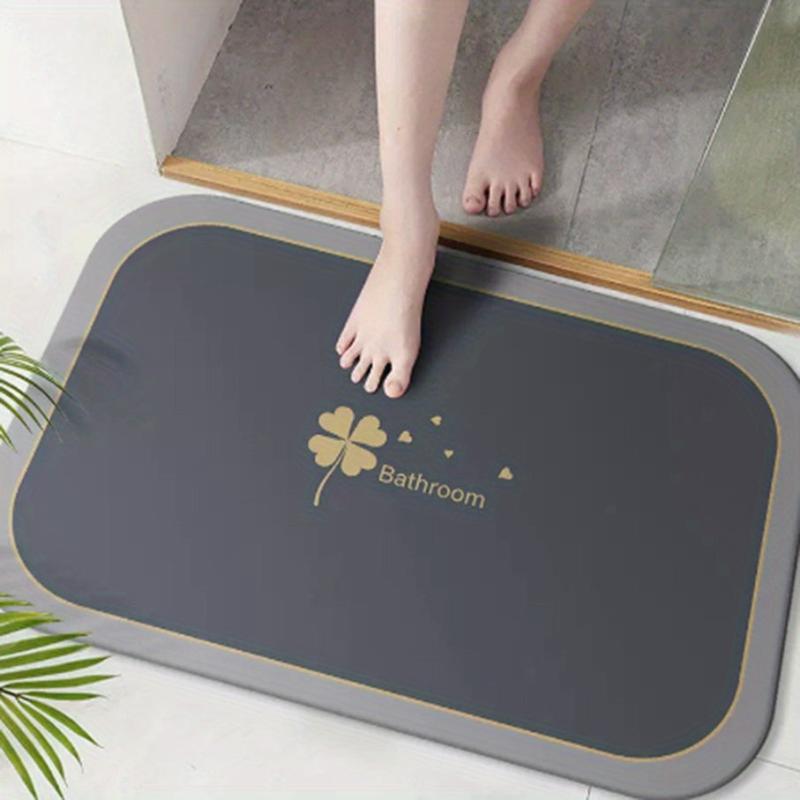 Quick Drying 4 Leaf Clover Diatomite Bathroom Rug Mat Non Slip Water Absorbent