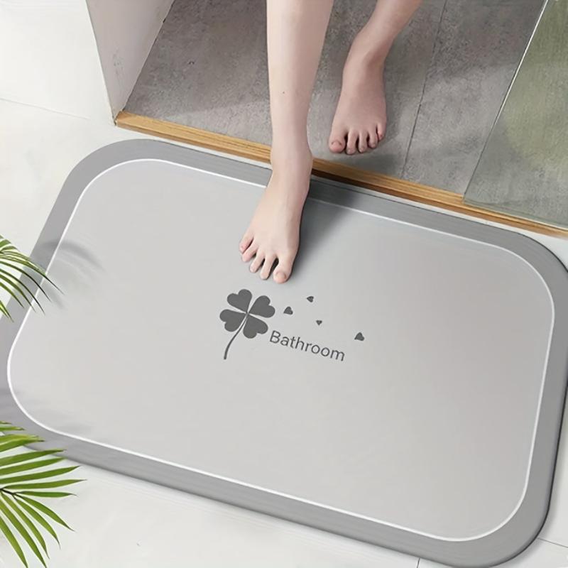 Quick Drying 4 Leaf Clover Diatomite Bathroom Rug Mat Non Slip Water Absorbent