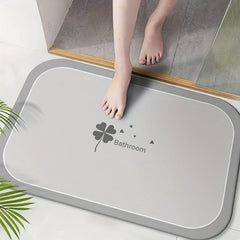 Quick Drying 4 Leaf Clover Diatomite Bathroom Rug Mat Non Slip Water Absorbent