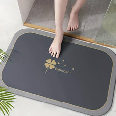 Quick Drying 4 Leaf Clover Diatomite Bathroom Rug Mat Non Slip Water Absorbent
