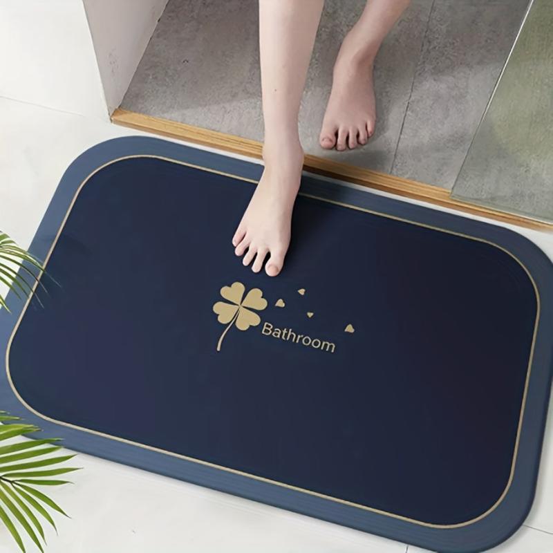 Quick Drying 4 Leaf Clover Diatomite Bathroom Rug Mat Non Slip Water Absorbent