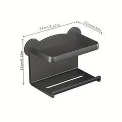 Toilet Paper Holder With Shelf Wall Mounted Bathroom Storage Rack