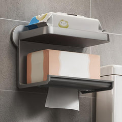 Toilet Paper Holder With Shelf Wall Mounted Bathroom Storage Rack