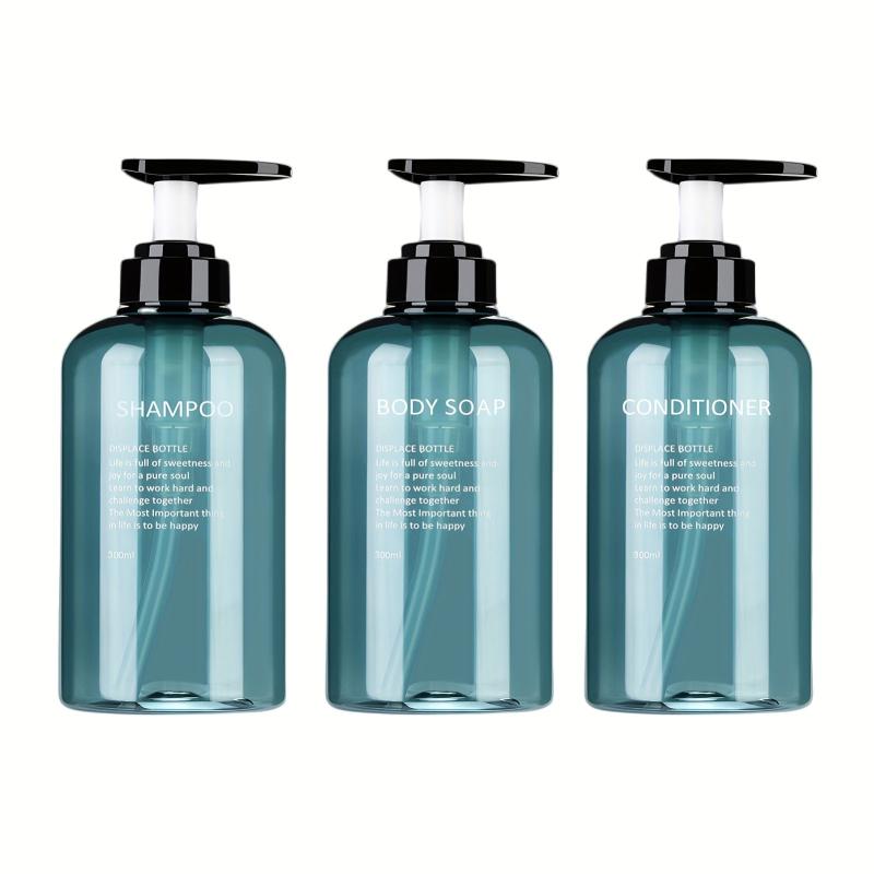 3pcs Shampoo & Conditioner Dispenser Bottles Refillable Pump Bathroom Bottles