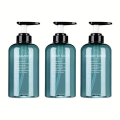 3pcs Shampoo & Conditioner Dispenser Bottles Refillable Pump Bathroom Bottles