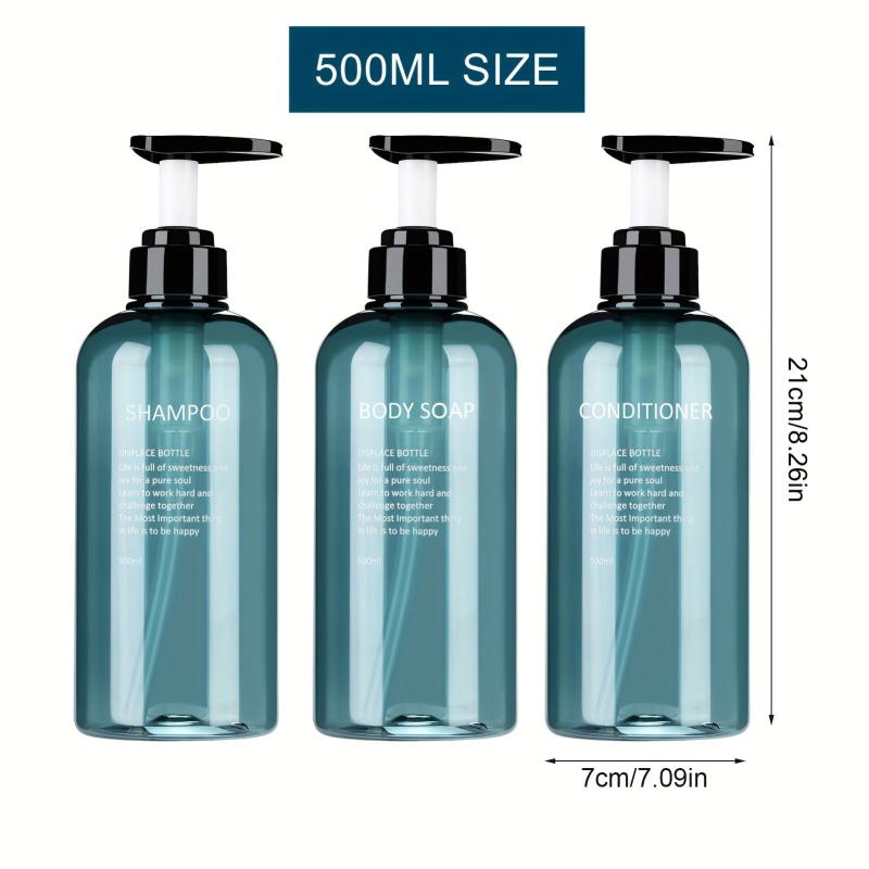 3pcs Shampoo & Conditioner Dispenser Bottles Refillable Pump Bathroom Bottles