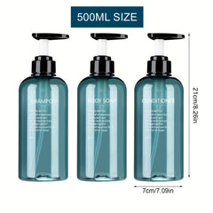 3pcs Shampoo & Conditioner Dispenser Bottles Refillable Pump Bathroom Bottles