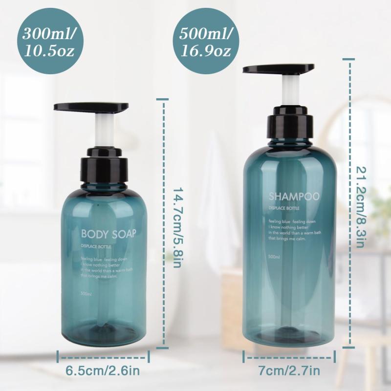 3pcs Shampoo & Conditioner Dispenser Bottles Refillable Pump Bathroom Bottles