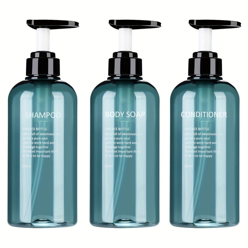 3pcs Shampoo & Conditioner Dispenser Bottles Refillable Pump Bathroom Bottles