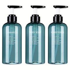 3pcs Shampoo & Conditioner Dispenser Bottles Refillable Pump Bathroom Bottles