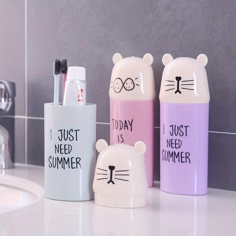 Portable Toothbrush and Toothpaste Holder for Travel with Mouthwash Cup