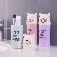 Portable Toothbrush and Toothpaste Holder for Travel with Mouthwash Cup