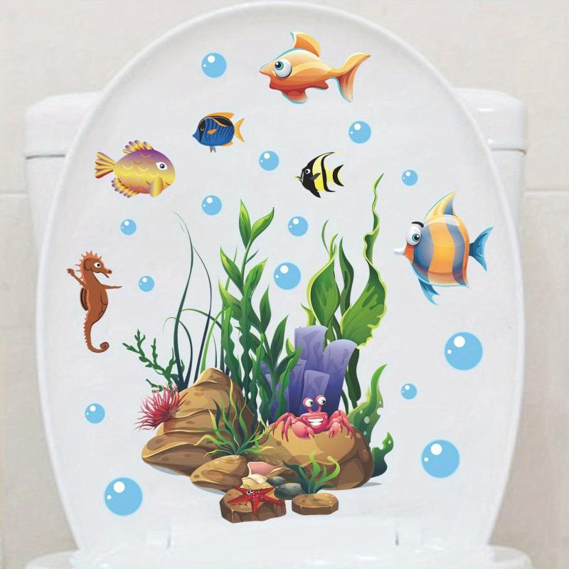Sea World Cartoon Toilet Bowl Sticker Waterproof Vinyl Sticker