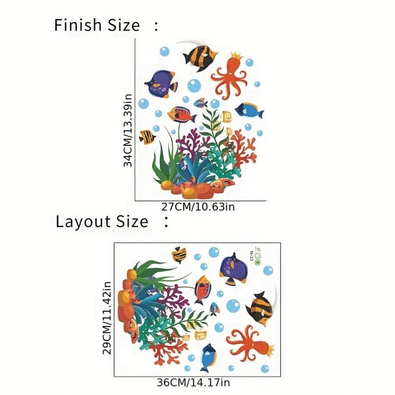 Sea World Cartoon Toilet Bowl Sticker Waterproof Vinyl Sticker