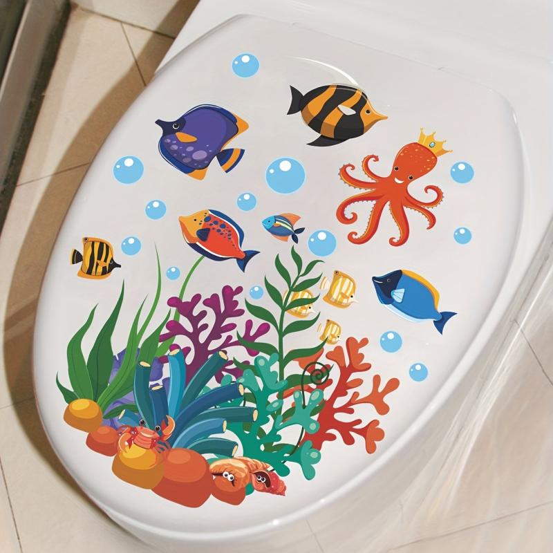 Sea World Cartoon Toilet Bowl Sticker Waterproof Vinyl Sticker