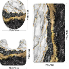 3pcs Marble Modern Bathroom Floor Mat Set
