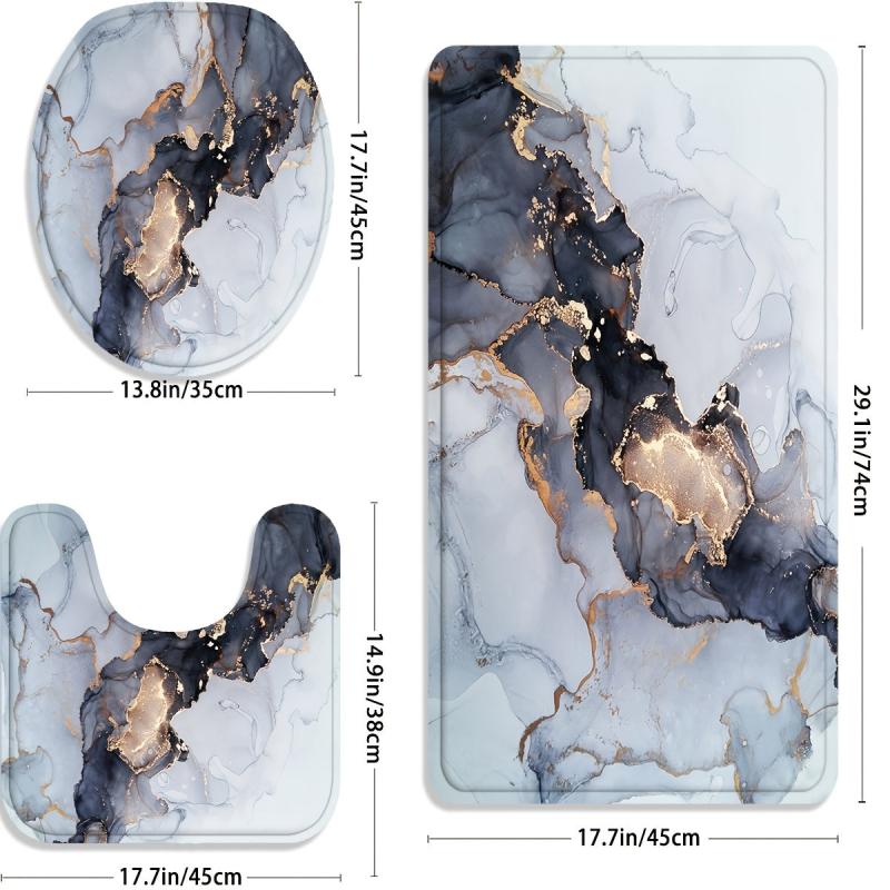3pcs Marble Modern Bathroom Floor Mat Set