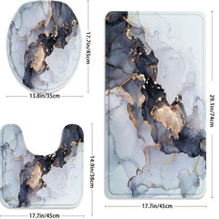 3pcs Marble Modern Bathroom Floor Mat Set