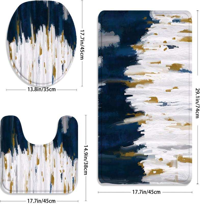 3pcs Marble Modern Bathroom Floor Mat Set