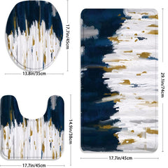 3pcs Marble Modern Bathroom Floor Mat Set