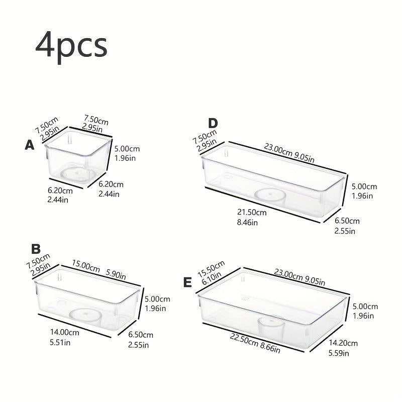 4pcs Clear Kitchen Drawer Organizer Set - Storage Container