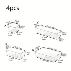 4pcs Clear Kitchen Drawer Organizer Set - Storage Container