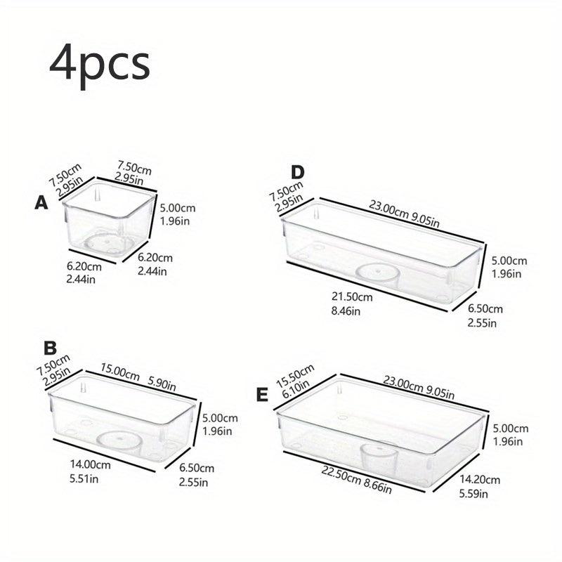 4pcs Clear Kitchen Drawer Organizer Set - Storage Container