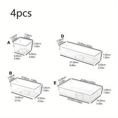 4pcs Clear Kitchen Drawer Organizer Set - Storage Container