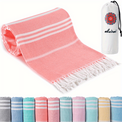 Stripe Tassel Beach Towel Quick Dry Soft Sandproof Lightweight for Vacation