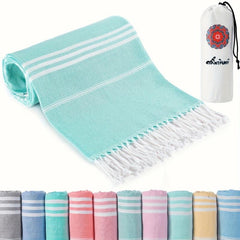 Stripe Tassel Beach Towel Quick Dry Soft Sandproof Lightweight for Vacation